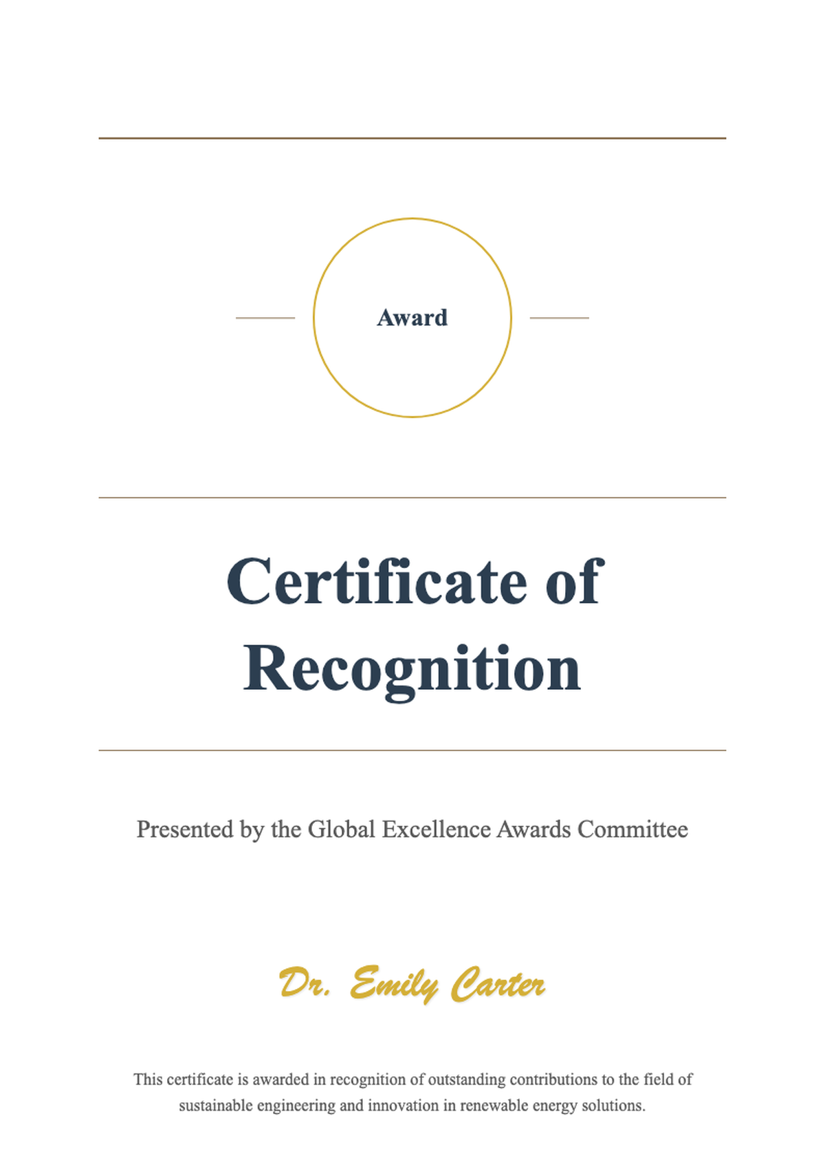Elegant certificate of recognition for community contributions with decorative header and signature_variant_1
